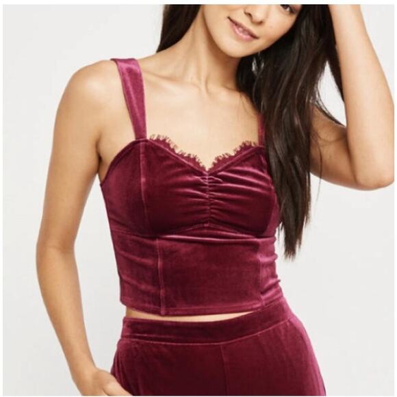 Abercrombie & Fitch Whimsigoth 90's Velvet Cropped Cami Tank Size Medium - Picture 2 of 8